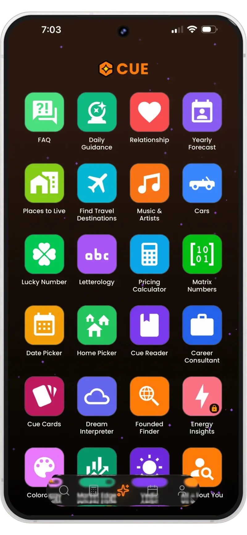 CUE App Screen 2
